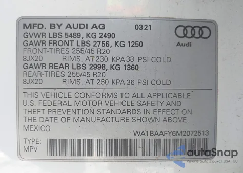 2021 Audi Q5 Premium Plus 45 Tfsi Quattro S Tronic from USA, damaged, VIN WA1BAAFY6M2072513
